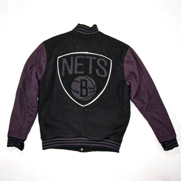 Vintage NBA Brooklyn Nets Wool Blend Varsity Snap Button Jacket - M - Picture 2 of 5